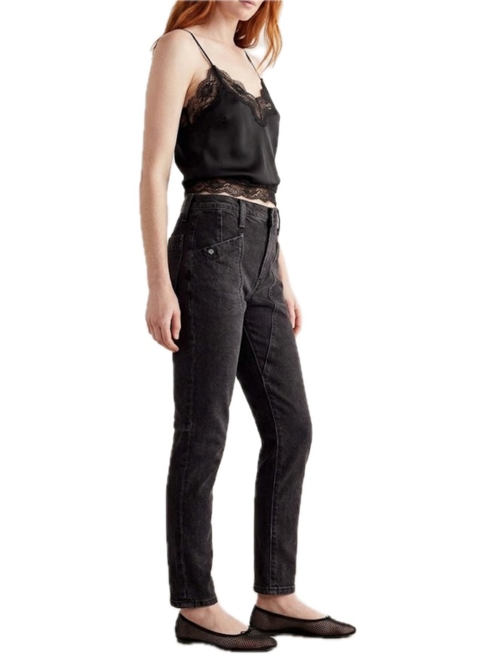 FREE PEOPLE We The Free High Rise Black Utility Jeans Size 30 Cropped
